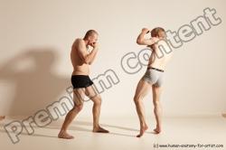 Underwear Martial art Man - Man White Moving poses Athletic Short Blond Dynamic poses Academic